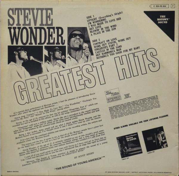Stevie Wonder - Greatest Hits | Tamla Motown (1C 054-90854) - 2