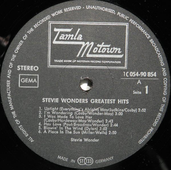 Stevie Wonder - Greatest Hits | Tamla Motown (1C 054-90854) - 3