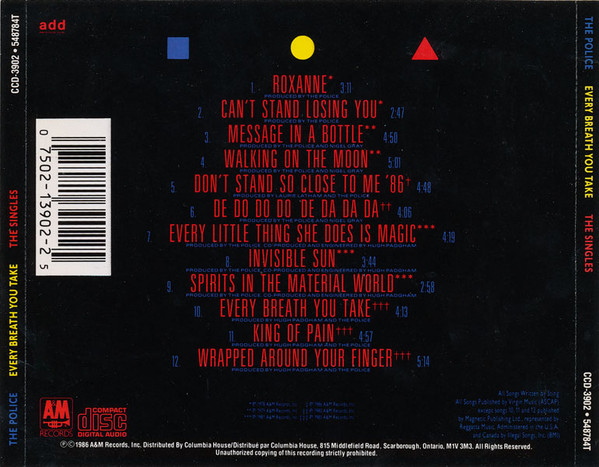 The Police - Every Breath You Take (The Singles) [CD] | A&M Records (CCD-3902) - 2