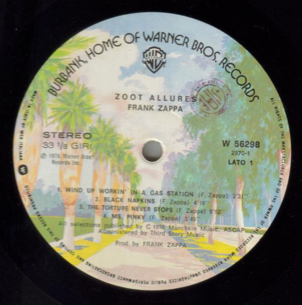 Frank Zappa - Zoot Allures | Warner Bros. Records (W 56298) - 2