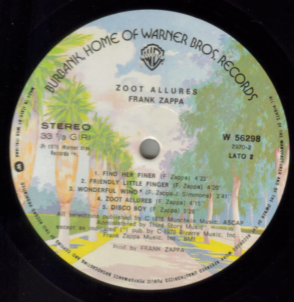 Frank Zappa - Zoot Allures | Warner Bros. Records (W 56298) - 3