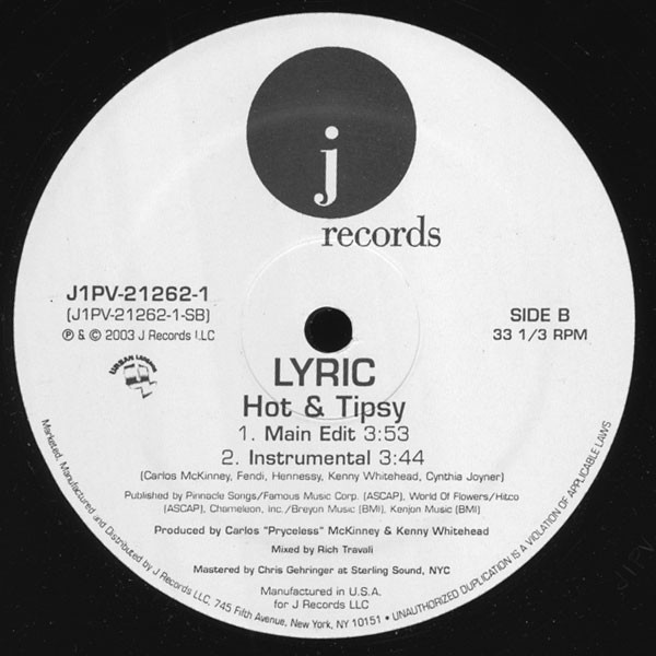 Lyric - Hot & Tipsy | J Records (J1PV-21262-1)