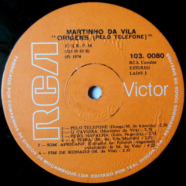 Martinho Da Vila - Origens (Pelo Telefone) | RCA Victor (103.0080) - 4