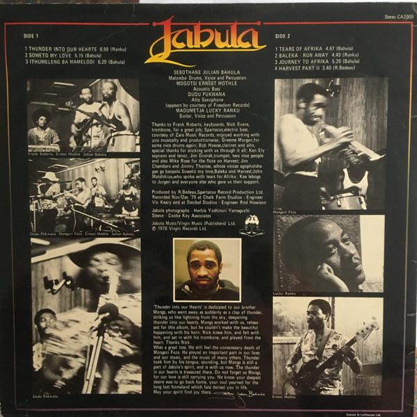 Jabula - Thunder Into Our Hearts | Caroline Records (CA 2009) - 2