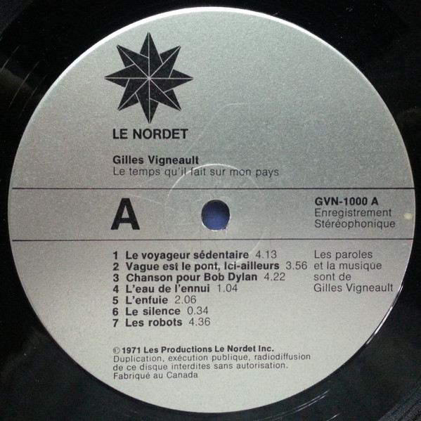 Gilles Vigneault - Le Temps Qu'il Fait Sur Mon Pays [Vinyl] | Le Nordet (GVN-1000) - 3