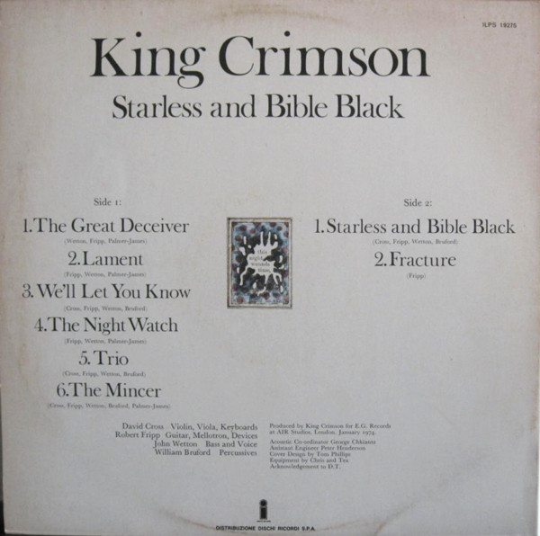 King Crimson - Starless And Bible Black | Island Records (ILPS 19275) - 3 King Crimson - Starless And Bible Black | Island Records (ILPS 19275) - 3