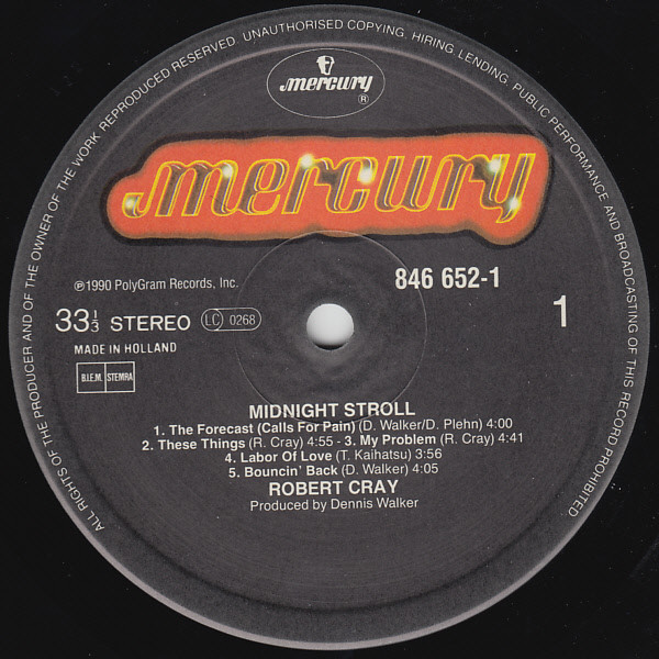 Robert Cray - Midnight Stroll | Mercury (846 652-1) - 3