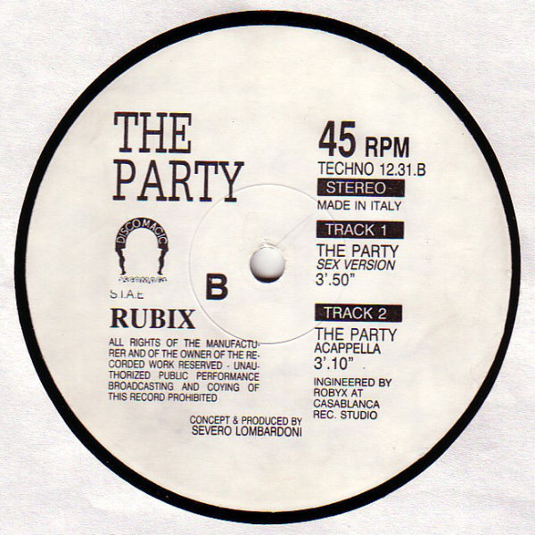 Rubix - The Party | Discomagic Records (TECHNO 12.31) - main