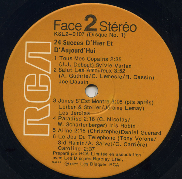 Various - Vingt-Quatre Succès D'Hier Et D'Aujourd'Hui | RCA Special Products (KSL2 0107) - 3 Various - Vingt-Quatre Succès D'Hier Et D'Aujourd'Hui | RCA Special Products (KSL2 0107) - 3