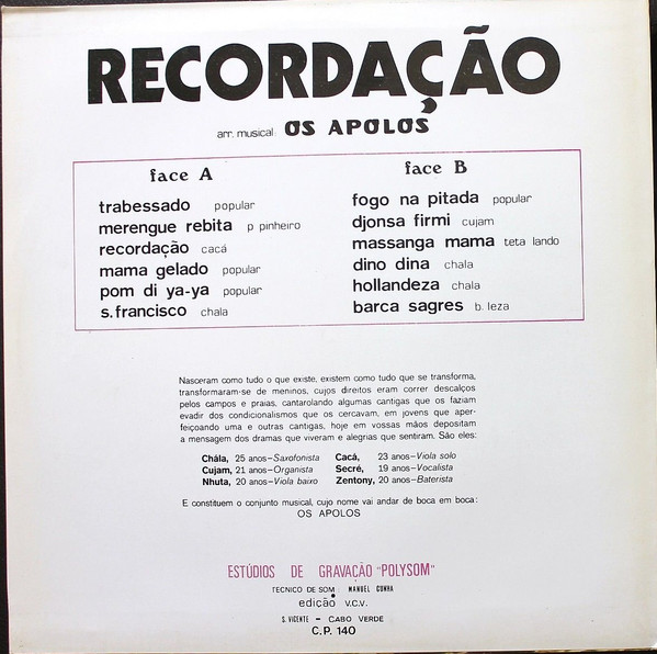 Os Apolos - Recordação | A Voz De Cabo-Verde (VCV 001-195) - 2 Os Apolos - Recordação | A Voz De Cabo-Verde (VCV 001-195) - 2