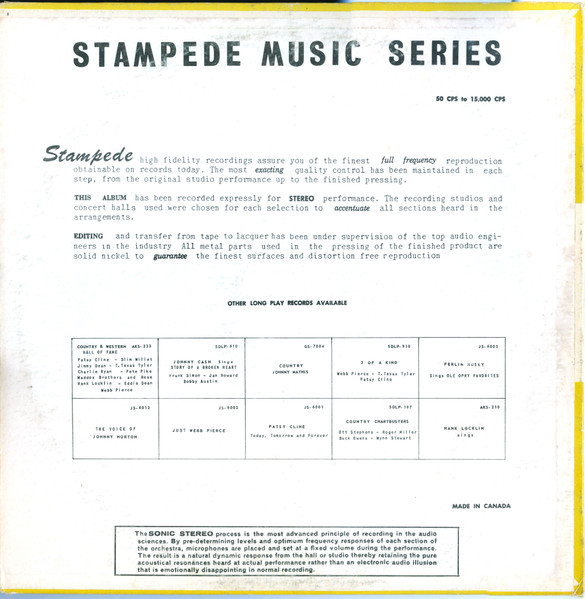 Webb Pierce - Just Webb Pierce | Stampede Records (JS-6002) - 2 Webb Pierce - Just Webb Pierce | Stampede Records (JS-6002) - 2