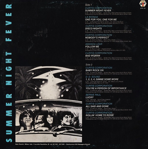 Various - Summer Night Fever (Original Soundtrack) | Baby Records (LPX 34) - 2 Various - Summer Night Fever (Original Soundtrack) | Baby Records (LPX 34) - 2
