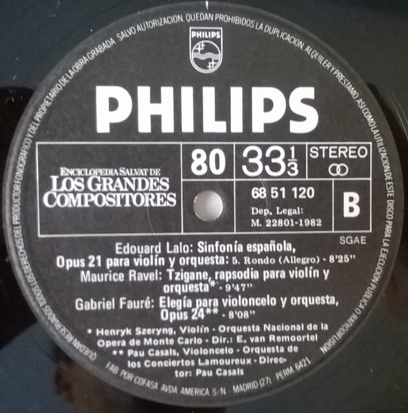 Édouard Lalo , Maurice Ravel , Gabriel Fauré - Sinfonia Española Op. 21 / Tzigane, Rapsodia / Elegia, Op. 24 | Philips (68 51 120) - 4