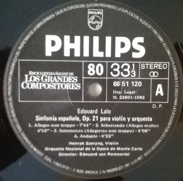 Édouard Lalo , Maurice Ravel , Gabriel Fauré - Sinfonia Española Op. 21 / Tzigane, Rapsodia / Elegia, Op. 24 | Philips (68 51 120) - 3