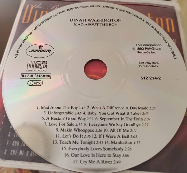 Dinah Washington - The Best Of - Mad About The Boy | Mercury (512 214-2) - 4