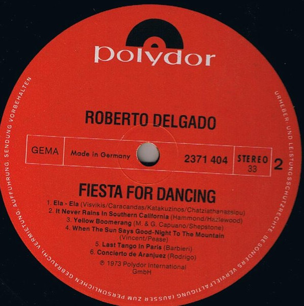 Roberto Delgado - Fiesta For Dancing - 12 Aktuelle Hits Zum Tanzen Und Träumen | Polydor (2371 404) - 3 Roberto Delgado - Fiesta For Dancing - 12 Aktuelle Hits Zum Tanzen Und Träumen | Polydor (2371 404) - 3