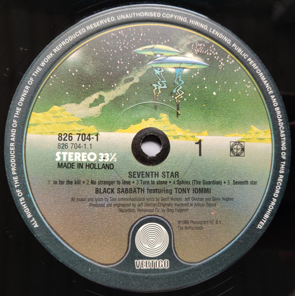 Black Sabbath Featuring Tony Iommi - Seventh Star | Vertigo (826 704-1) - 3