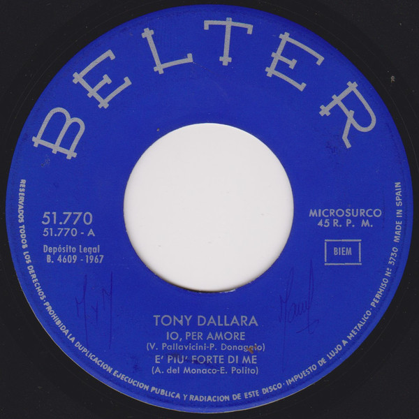 Tony Dallara - Io Per Amore | Belter (51.770) - 3