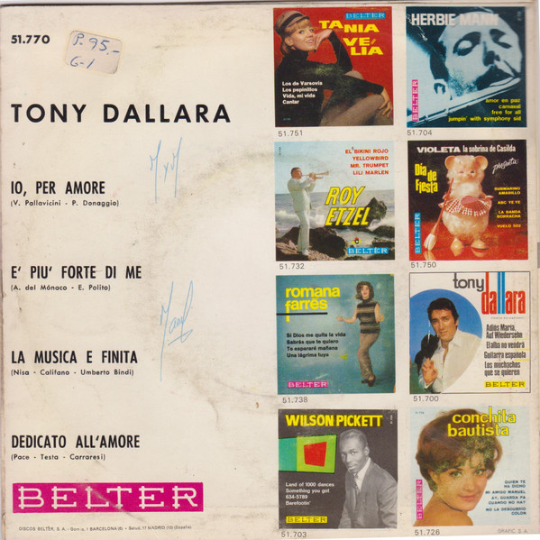 Tony Dallara - Io Per Amore | Belter (51.770) - 2