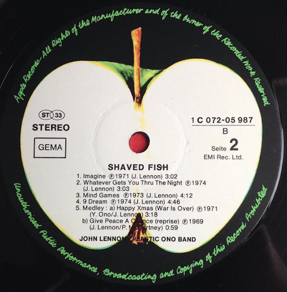 John Lennon & The Plastic Ono Band - Shaved Fish | Apple Records (1C 072-05 987) - 4 John Lennon & The Plastic Ono Band - Shaved Fish | Apple Records (1C 072-05 987) - 4