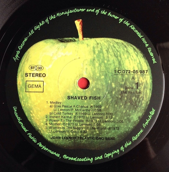 John Lennon & The Plastic Ono Band - Shaved Fish | Apple Records (1C 072-05 987) - 3 John Lennon & The Plastic Ono Band - Shaved Fish | Apple Records (1C 072-05 987) - 3