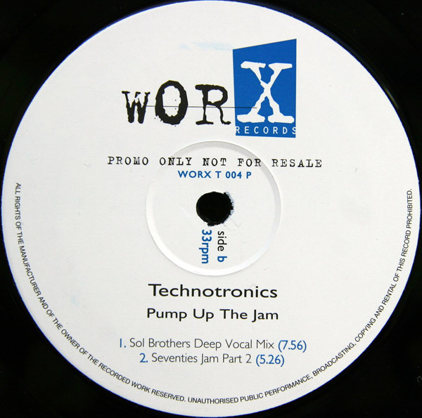 Technotronic - Pump Up The Jam '96 | Worx Records (WORX T 004 P) - 3