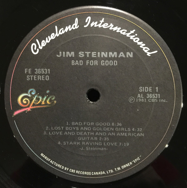 Jim Steinman - Bad For Good | Cleveland International Records (FE 36531) - 3 Jim Steinman - Bad For Good | Cleveland International Records (FE 36531) - 3
