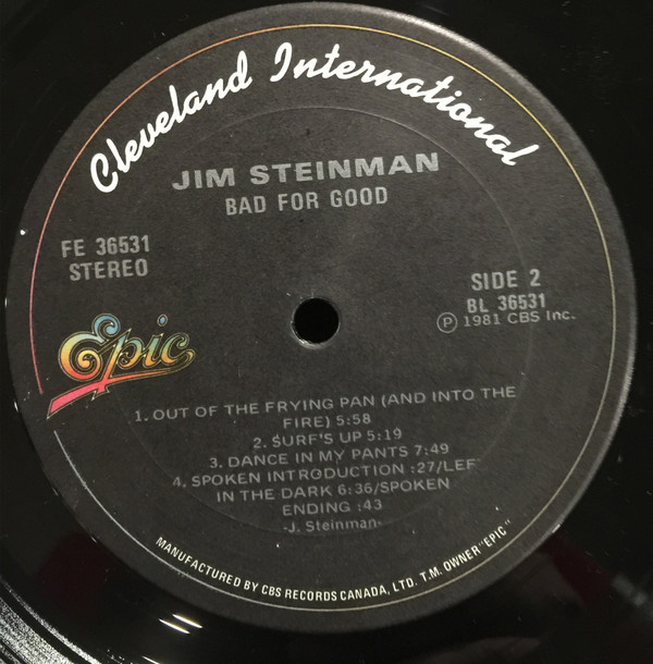 Jim Steinman - Bad For Good | Cleveland International Records (FE 36531) - 4 Jim Steinman - Bad For Good | Cleveland International Records (FE 36531) - 4