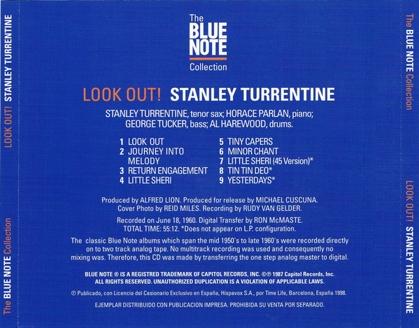 Stanley Turrentine - Look Out! | Blue Note (CDP 0777 7 46543 2 6) - 2
