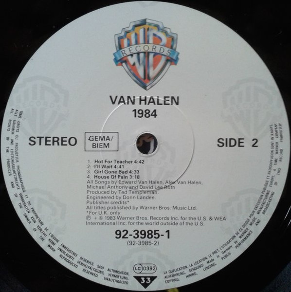 Van Halen - 1984 | Warner Bros. Records (92-3985-1) - 4