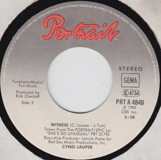 Cyndi Lauper - All Through The Night | Portrait (PRT A 4849) - 2