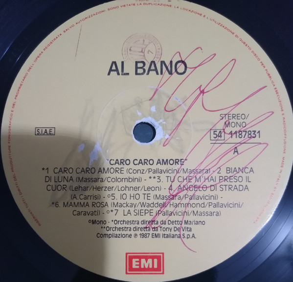 Al Bano Carrisi - Caro Caro Amore | EMI (54 1187831) - 3