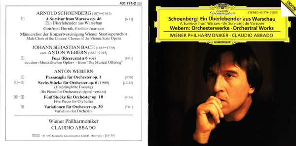 Arnold Schoenberg , Anton Webern - Wiener Philharmoniker , Claudio Abbado - Ein Überlebender Aus Warschau = A Survivor From Warsaw = Un Survivant De Varsovie - Orchesterwerke = Orchestral Works | Deutsche Grammophon (431 774-2) - 2 Arnold Schoenberg , Anton Webern - Wiener Philharmoniker , Claudio Abbado - Ein Überlebender Aus Warschau = A Survivor From Warsaw = Un Survivant De Varsovie - Orchesterwerke = Orchestral Works | Deutsche Grammophon (431 774-2) - 2
