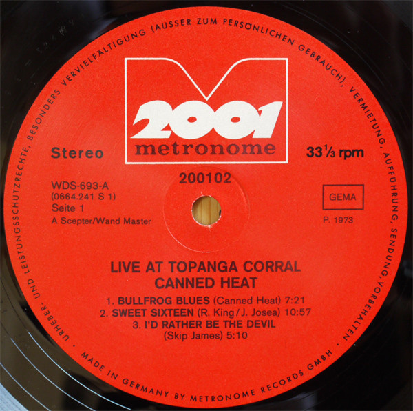 Canned Heat - Live At Topanga Corral | Metronome 2001 (200 102) - 4