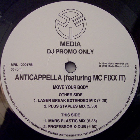 Anticappella Featuring MC Fixx It - Move Your Body | Media Records (MRL 120017)