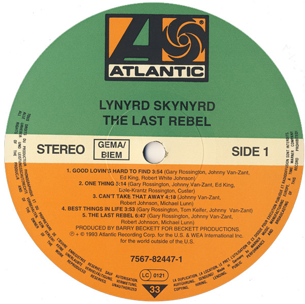 Lynyrd Skynyrd - The Last Rebel | Atlantic (7567-82447-1) - 3