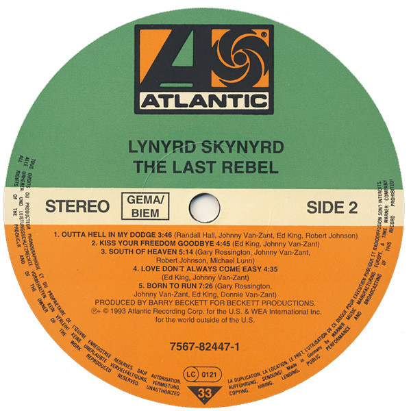 Lynyrd Skynyrd - The Last Rebel | Atlantic (7567-82447-1) - 4