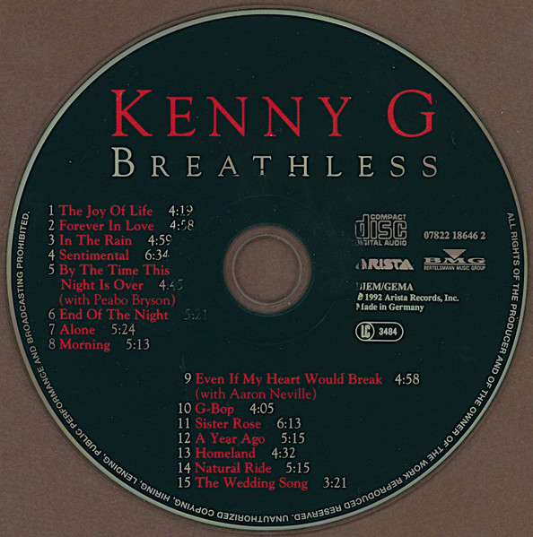 Kenny G - Breathless | Arista (07822 18646 2) - 3