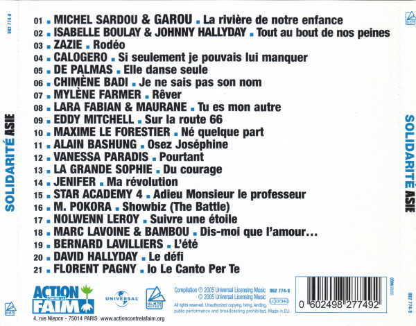 Various - Solidarité Asie | Universal Licensing Music (ULM) (982 774-9) - 2