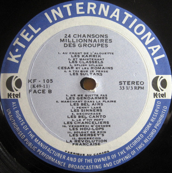 Various - 24 Chansons Millionnaires Des Groupes | K-Tel (KF105) - 4 Various - 24 Chansons Millionnaires Des Groupes | K-Tel (KF105) - 4