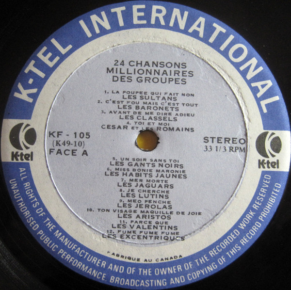 Various - 24 Chansons Millionnaires Des Groupes | K-Tel (KF105) - 3 Various - 24 Chansons Millionnaires Des Groupes | K-Tel (KF105) - 3