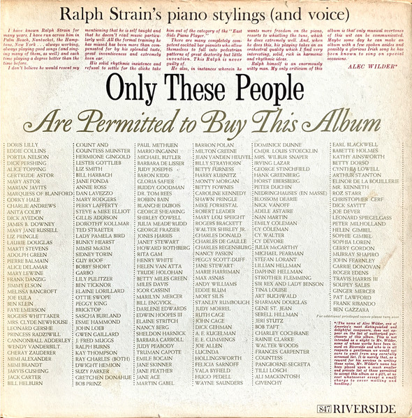 Ralph Strain - Only These People Are Permitted To Buy This Album | Riverside Records (RLP 847) - main Ralph Strain - Only These People Are Permitted To Buy This Album | Riverside Records (RLP 847) - main