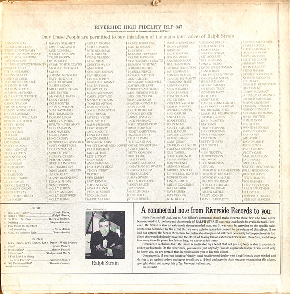 Ralph Strain - Only These People Are Permitted To Buy This Album | Riverside Records (RLP 847) - 2 Ralph Strain - Only These People Are Permitted To Buy This Album | Riverside Records (RLP 847) - 2