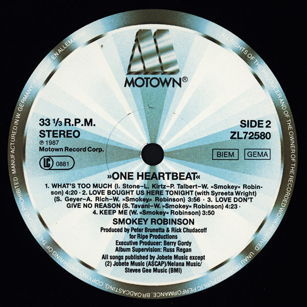 Smokey Robinson - One Heartbeat | Motown (ZL72580) - 4