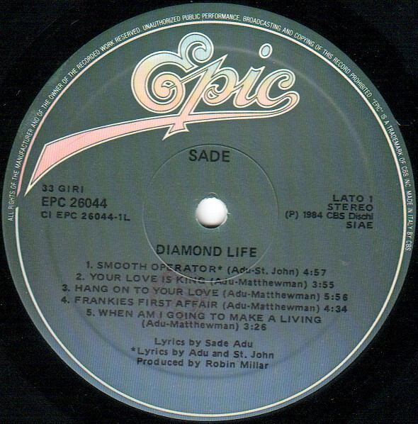 Sade - Diamond Life | Epic (EPC 26044) - 4