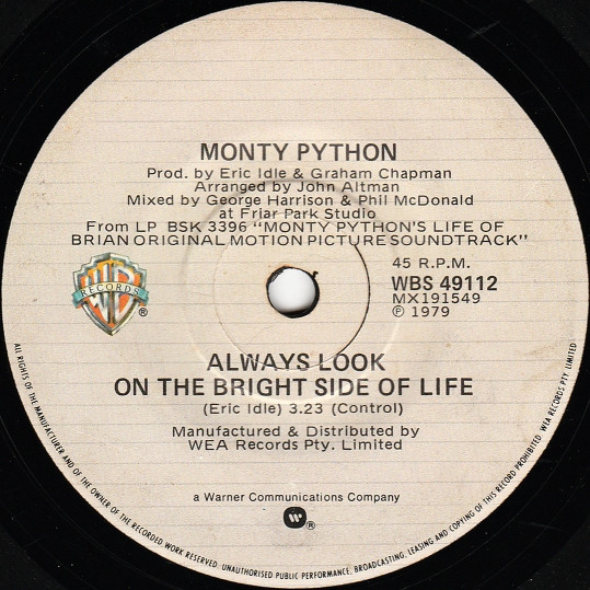 Monty Python / Sonia Jones - Always Look On The Bright Side Of Life / Brian | Warner Bros. Records (WBS 49112) - main Monty Python / Sonia Jones - Always Look On The Bright Side Of Life / Brian | Warner Bros. Records (WBS 49112) - main