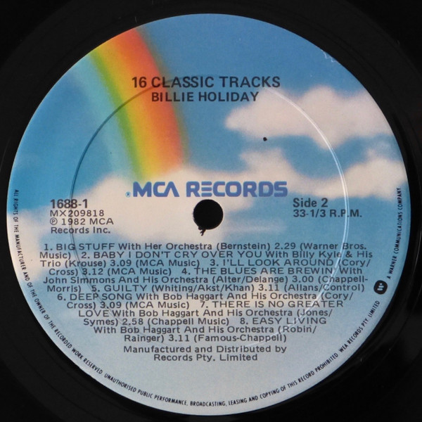Billie Holiday - 16 Classic Tracks | MCA Records (1688-1) - 4 Billie Holiday - 16 Classic Tracks | MCA Records (1688-1) - 4