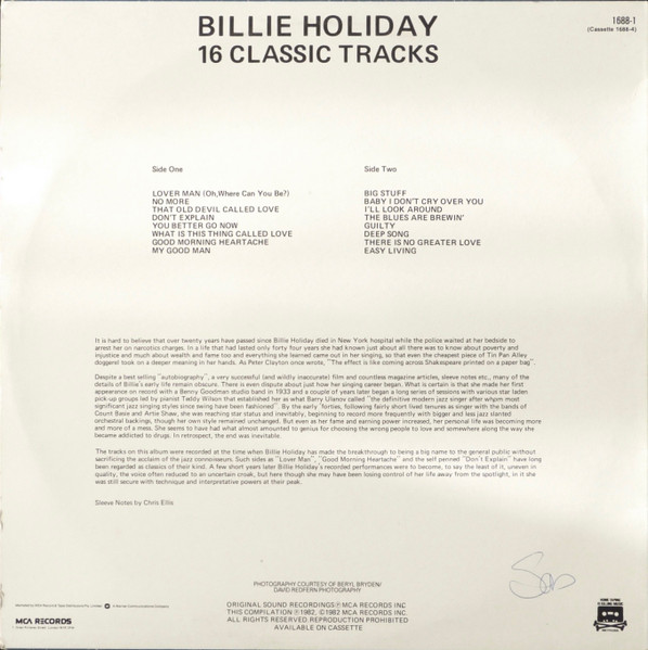 Billie Holiday - 16 Classic Tracks | MCA Records (1688-1) - 2 Billie Holiday - 16 Classic Tracks | MCA Records (1688-1) - 2