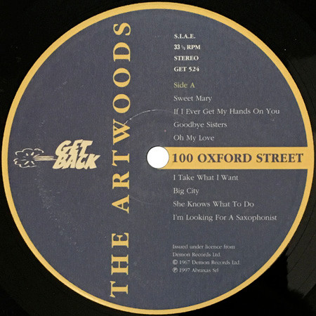 The Artwoods - 100 Oxford Street LP | Get Back (GET524) - 4