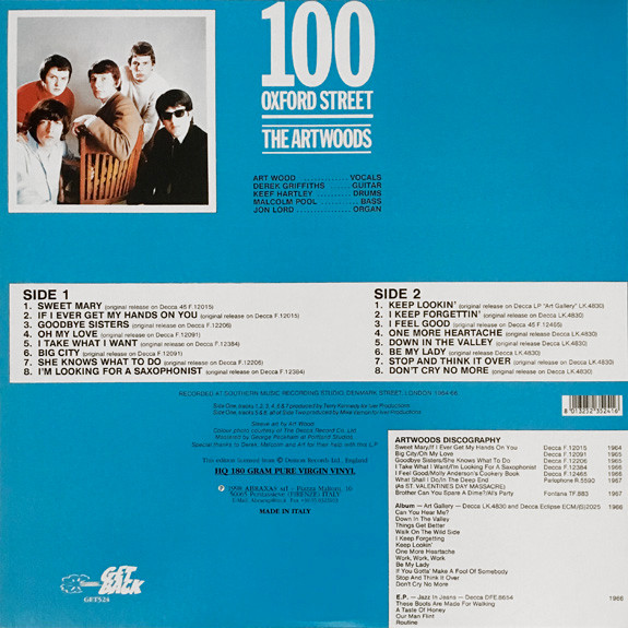 The Artwoods - 100 Oxford Street LP | Get Back (GET524) - 3